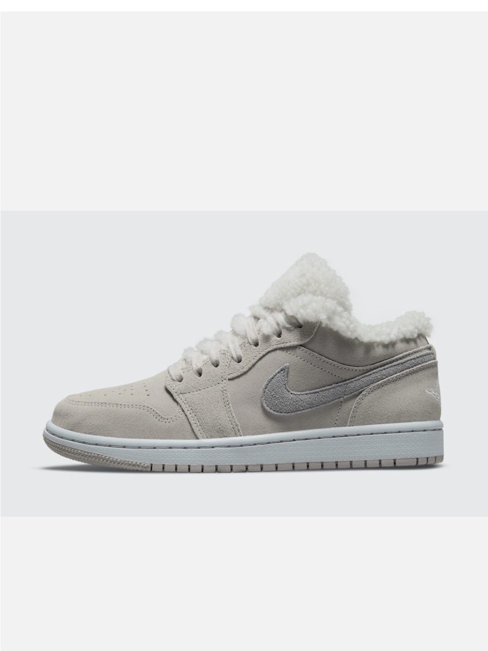 Air Jordan 1 Low SE Sherpa Fleece College Grey Women's Sz 7.5
